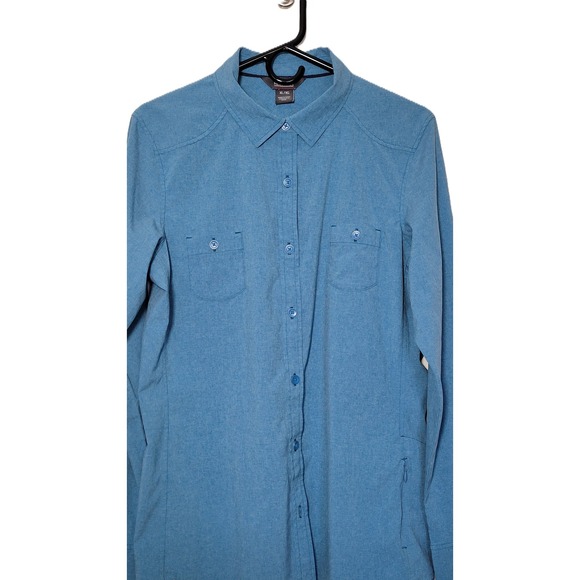 Outdoor Research Women's XL‎ Blue Reflection Long Sleeve Button Up Shirt Pockets - Picture 3 of 16